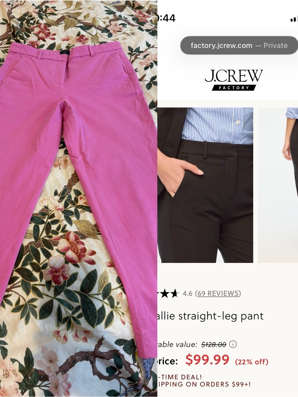 J.Crew Factory Pink Kallie Straight-Leg Pants Size 8 Great Quality